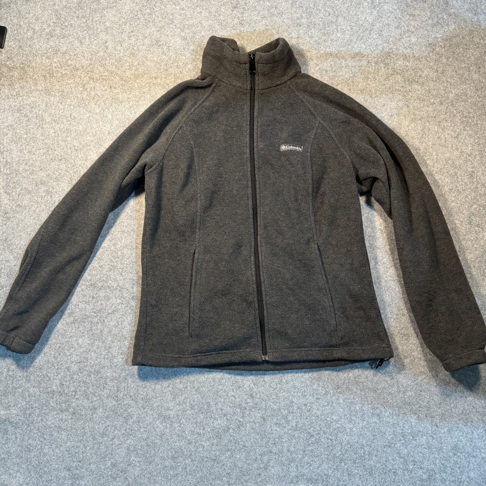 Columbia Benton Springs Full Zip Fleece Jacket Large Gray Polyester Soft